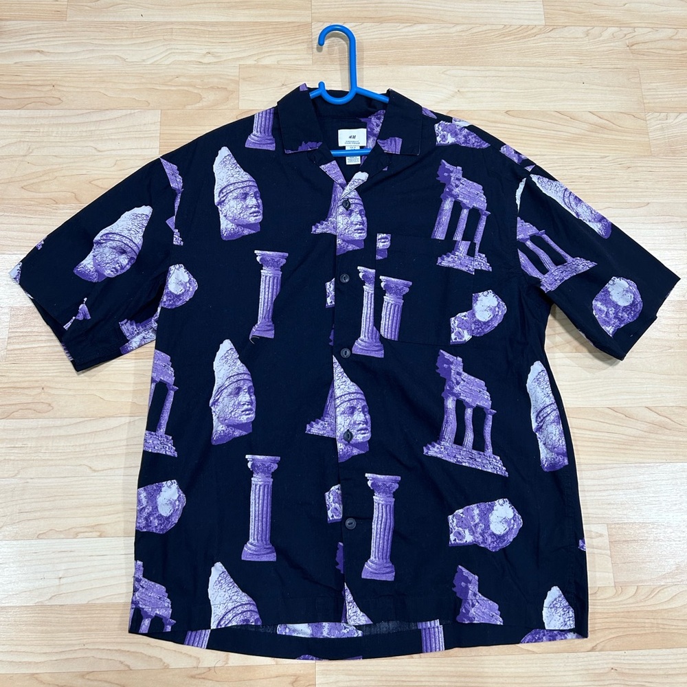 Men's Athens Greek H&M Black and Purple Graphic Shirt